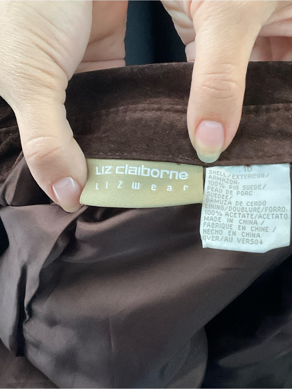 Liz Claiborne Dark Brown Suede Button Jacket. Button Front. Size 10. EUC - Picture 4 of 5